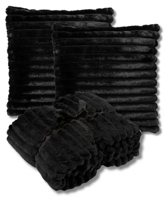 Produktbild von Dutch Decor SPARSET - 3-teilig - Hazel & Ricky - 2 Dekokissen 50x50 cm - 1 Wohndecke 150x200 cm - Schwarz