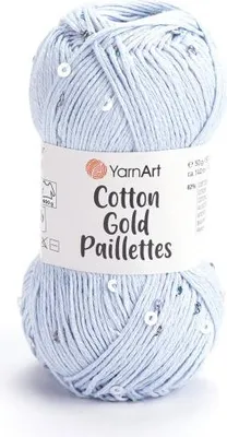 Obrázek produktu pro YarnArt Bavlněná Gold Paillettes příze 50 g / 100 m - barva 7109 bleděmodrá - bavlněná příze