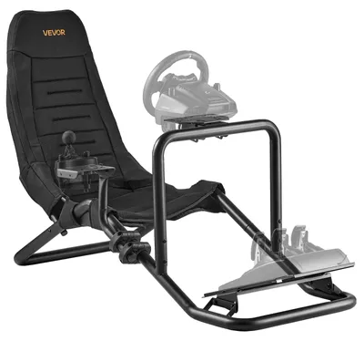 Zdjęcie produktu dla Stojak na kierownicę VEVOR, stojak na kierownicę wyścigową do zintegrowanych kokpitów symulatorów, do pedałów Logitech G25, G27, G29, G920, G923, Thrustmaster T300RS, TX F458, T500RS, T3PA-PRO (F1/GT) i CSR, czarny