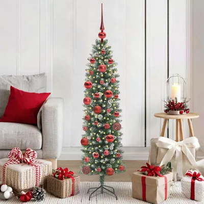 Immagine prodotto di Maison Exclusive - Albero di Natale artificiale slanciato, verde e bianco, 150 cm