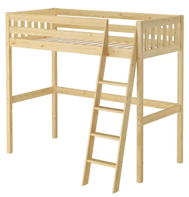 Produktbild von Hochbett Kieferholzbett Stockbett 90x200 aus Kiefer mit wählbarem Zubehör V-60.23-09Rollrost inkl.