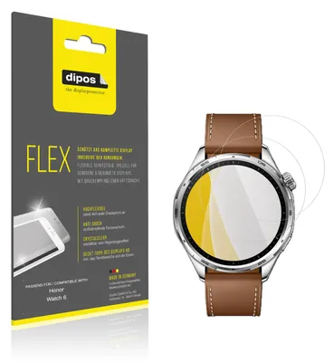 Produktbild von 2x Schutzfolie für Honor Watch 6 Folie, 100% Displayabdeckung, dipos Flex
