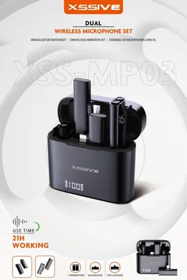 Produktbild von Kabelloses Mikrofon-Set mit USB-C & kompatibel mit iPhone – 2 Sender + Ladecase