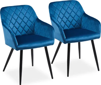 Produktbild von CLIPOP Esszimmerstuhl, 2er Set Küchenstuhl aus Samt, Polsterstuhl Sessel mit Rückenlehne, Blau