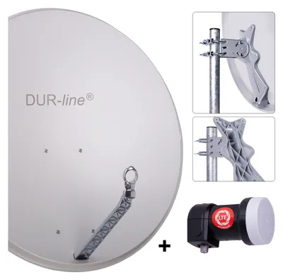 Produktbild von DUR-line Select 85/90cm Komplettanlage hellgrau + Single LNB