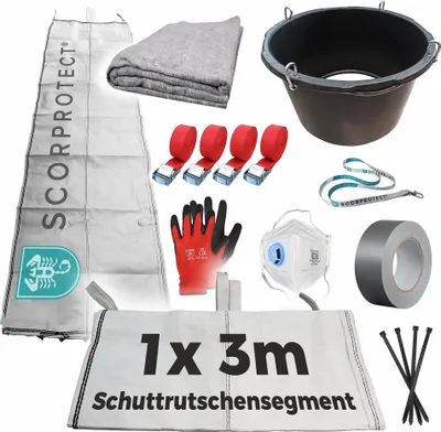 Produktbild von Schuttrutsche Bauschuttrutsche 3 m flexibel mit Einfülltrichter, Packdecke und Zubehör