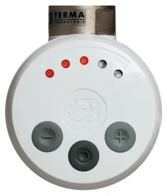 Produktbild von Heizstab 300 Watt Weiß mit Thermostat – Terma MEG Regler für Badheizkörper, Elektro- und Mischbetrieb, mit Stecker