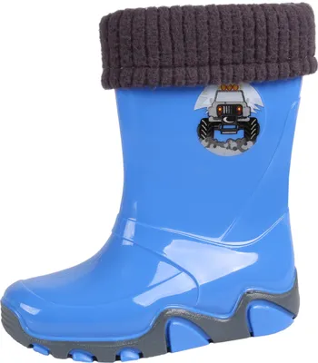 Produktbild von Gefütterte, blaue Gummistiefel mit Autoaufdruck STORMER LUX D Demar 22-23