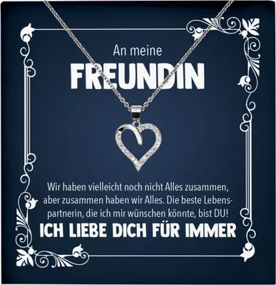 Produktbild von 22Feels Echt Silber Halskette - Jahrestag Geschenk Frauen Schmuck Set Freundin Valentinstag Geburtstag Weihnachten - Herz Anhänger, Karte
