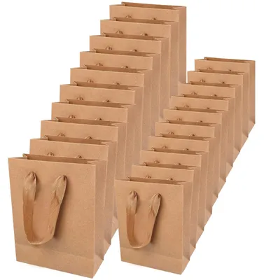 Braune Papiertragetaschen, 20 Stück, Kraftpapier, mit Griffen