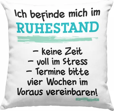 Produktbild von Trendation - Ruhestand Deko-Kissen mit Füllung 40x40 Geschenk Rentner Geschenkidee Rentnerin Spruch Mann Frau (Grau)