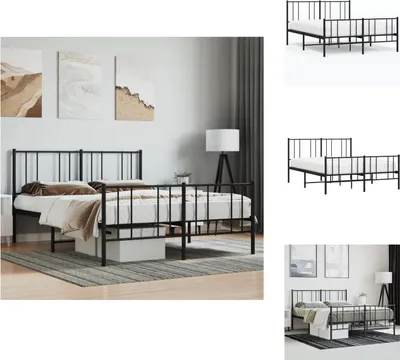 Produktbild von vidaXL Bettgestell mit Kopf- und Fußteil Metall Schwarz 140x200 cm -  Betten & Bettgestelle