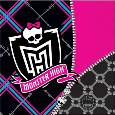 Produktbild von Servietten Monster High Kindergeburtstag-Deko 20 Stück schwarz-pink 33x33cm