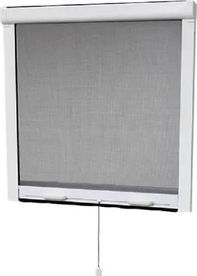 Obrázek produktu pro Rolovací okna Sítě proti hmyzu, 100 x 145 cm, PVC, lze zkrátit, šedá sklolaminátová tkanina, bílý rám