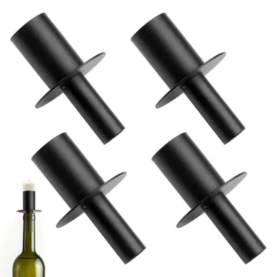 Obrázok produktu pre Držiak na sviečky pre fľaše, sada 4 kusov, kov, čierna farba