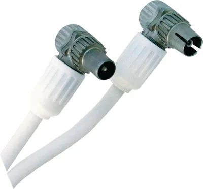 Produktbild von Nedis Koaxialkabel Koax-Stecker (IEC) auf Koax-Buchse (IEC), abgewinkelt, 5 m, weiß | 1 Stück - 695020444 695020444