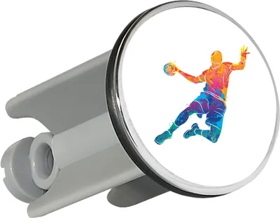 Produktbild von Huuraa Waschbeckenstöpsel Handball bunte Silhouette 4cm höhenverstellbar Abflussstopfen Geschenkidee