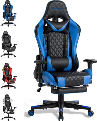 Produktbild von FOXSPORT Gaming Stuhl Ergonomisch-Schreibtischstuhl-Höhenverstellbar Bürostuhl-Computerstuhl für Erwachsene Mädchen Junge-Chefsessel-Drehstuhl-Blau
