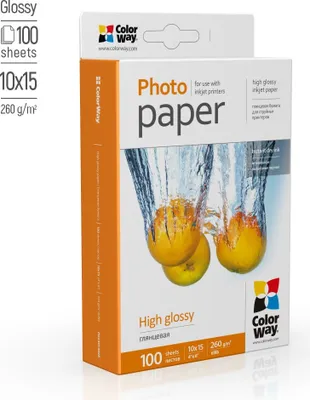 Produktbild von ColorWay Fotopapier hochglänzend 260g/m², 10x15, 100 Blatt.
