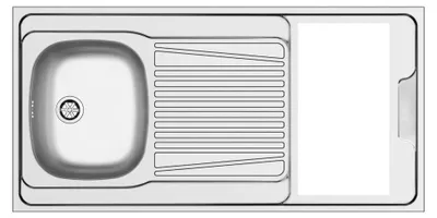 Immagine prodotto di Lavello reversibile Indiano120 1 vasca e gocciolatoio con foro per piano cottura 30 cm – inox 120x60