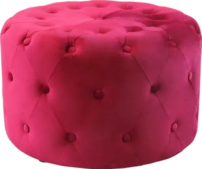 Immagine prodotto di Milani Home - pouf rotondo, velluto, seduta poggiapiedi, rosso, 67 x 67 x 41 cm