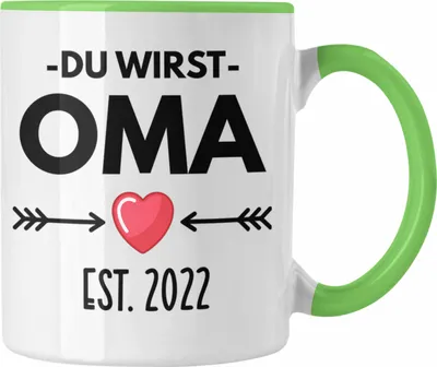 Produktbild von Trendation - Oma Du Wirst Oma 2022 Geschenk Schwangerschaft Verkünden Omi Überraschung Baby Kaffeetasse (Grün)