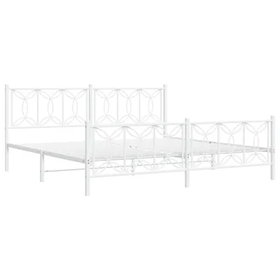 Produktbild von Bettgestell mit Kopf- und Fußteil Metall Weiß 193x203 cm