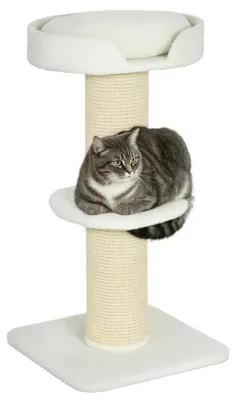 Immagine prodotto di PawHut Tiragraffi per gatti piccolo 91 cm con cuccia e piattaforma in Lana color crema