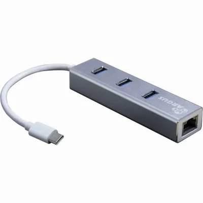 Produktbild von Inter-Tech Argus IT-410-S, USB 3.2 Gen 1 (3.1 Gen 1) Type-C, IEEE 802.3ab, IEEE 802.3i, IEEE 802.3u, Grau, RJ-45, USB 3.2 Gen 1 (3.1 Gen 1) Type-A, LAN, USB, Aluminium