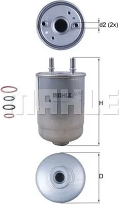 Produktbild von Kraftstofffilter MAHLE KL 752/5D für RENAULT MEGANE III Grandtour (KZ0/1) Leitungsfilter