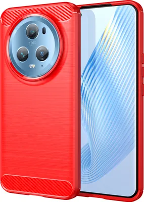 Produktbild von Honor Magic5 Pro Hülle, Carbon-Faser TPU Silikon Stoßfest Schutzhülle für Honor Magic5 Pro Rot