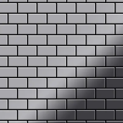 Produktbild von Mosaik Fliese massiv Metall Edelstahl hochglanz grau 1,6mm House-S-S-M