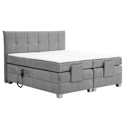 Produktbild von Boxspringbett ADRIA MIT MOTOR mit Bettkasten 140 x 200 cm Boucle` Anthrazit mit Visco Topper Bett Bettkasten Taschenfederkern