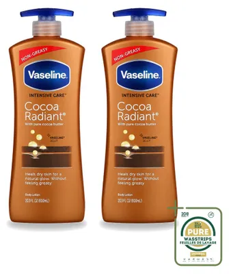 Immagine prodotto di 2 confezioni di crema corpo illuminante al cacao Vaseline - Nutriente intensamente - 600 ml - Confezione risparmio - 2 pezzi