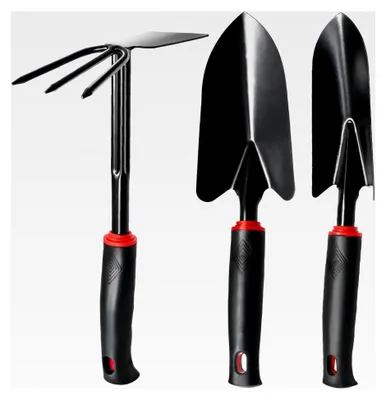 Produktbild von 3-teiliges Gartengeräte-Set, Balkonwerkzeug, Gartenaccessoires, Fugenkratzer, Gartenschaufel, Gartenkralle, Gartenhacke, Unkrautstecher für Pflanzen und Gartenarbeit
