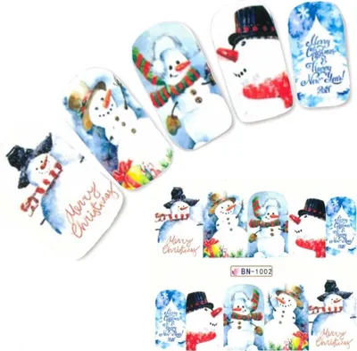 Produktbild von Tattoo Nail Art Nikolaus Weihnachten Schneemann Aufkleber Nagel Sticker