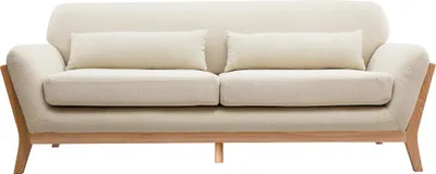 Produktbild von Miliboo - Beigefarbenes skandinavisches 3-Sitzer-Sofa mit Holzbeinen YOKO