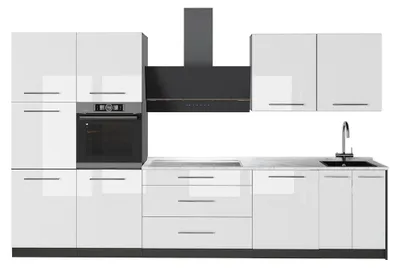 Image de Cuisine Vicco Fame-Line Blanc Haute brillance/Anthracite 340cm, PT Marbre, Model 64578