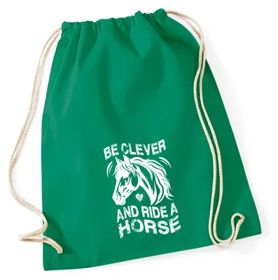 Produktbild von Huuraa Turnbeutel ride a horse Pferd 12 Liter Kelly Green Baumwolle Rucksack Geschenkidee