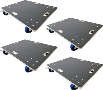 Produktbild von Mega Deal 4x Profi Transportroller HERCULES | BxT 80x60 cm | Traglast 800 kg | 4 Gummirollen mit Bremse & Griff | Siebdruckplatte | Rollbrett für Möbel Möbelroller Transporthilfe Werkstatt