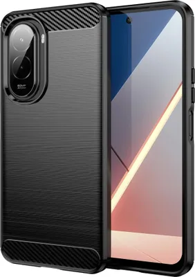 Produktbild von TPU Hülle für Xiaomi Poco M7 4G Carbon Fiber Design Textur Schutz Cover Schwarz