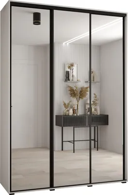 Produktbild von MEBLE KRYSPOL Davos 2 Schrank, drei Türen - 235,2x170x60 cm - Weiß Weiß Schwarz