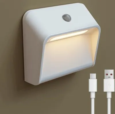 Produktbild von Nachtlichtbewegungssensor, batteriebetrieben, LED -Wandleuchte, Innenmodus in Innenräumen, drahtlose Treppe warmes Weiß, Schlafzimmer, Flur, Bad, Weiß
