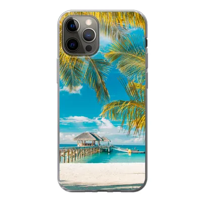 Produktbild von MuchoWow® Handyhülle Schutzhülle Hülle für iPhone 12 Pro Strand - Palme - Meer Silikon Softcase Handy Hülle - Abdeckung