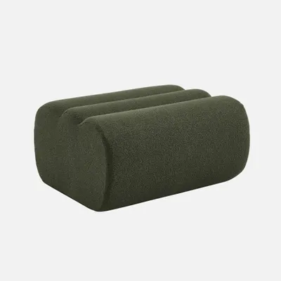 Produktbild von sweeek - Hocker, Fußhocker mit strukturiertem Bouclé-Bezug - Khaki