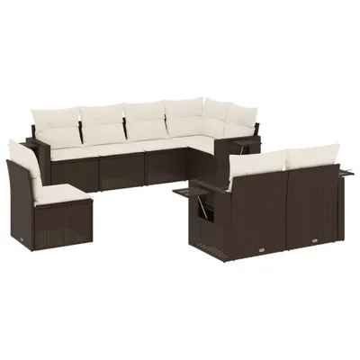 Produktbild von 8-tlg. Garten-Sofagarnitur mit Kissen Braun Poly Rattan