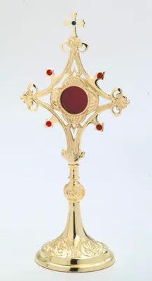 Produktbild von Reliquiar vergoldet mit edlen Kristallsteinen Höhe 30 cm