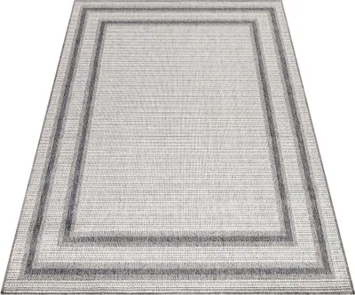 Produktbild von Outdoor Teppich Wetterfest 160x230 Rechteck Creme für Camping Garten oder innen Bordüre Design aus Polypropylen