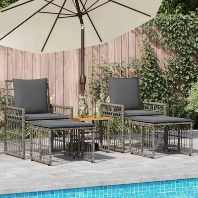 Produktbild von Möbel Gartenmöbel Set 5 Stk. Schwarz und Dunkelgrau - Gartenmöbelgarnituren &50376
