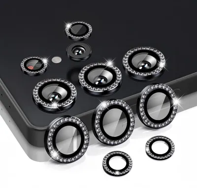 Produktbild von Kamera Linsenschutz Glas Set mit Schmucksteinen für Samsung Galaxy S25 Ultra Schutzglas Camera Linse Schutz Panzerfolie 9H Schwarz